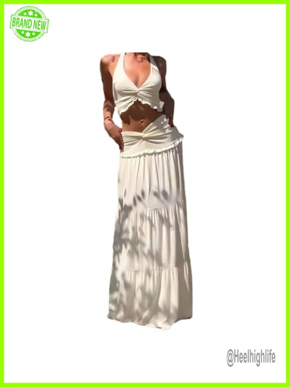 Women's 2 Piece Sleeveless Strap Top and Maxi Skirt Set Polyester Going Out